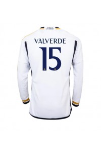 Real Madrid Federico Valverde #15 Jalkapallovaatteet Kotipaita 2023-24 Pitkähihainen
